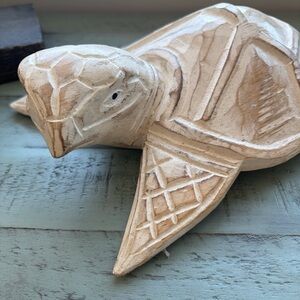 Like New Carved Wooden Turtle Coastal Beach Decor
